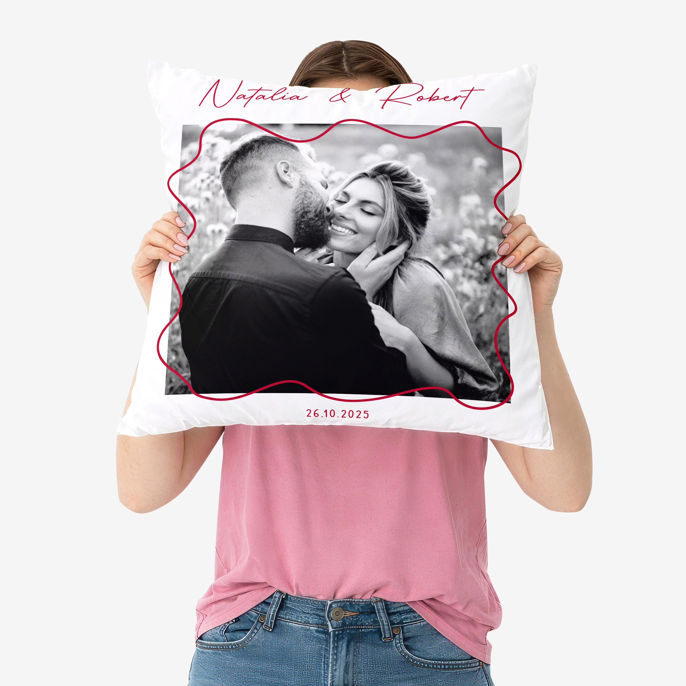 Duża poduszka ze zdjęciem na rocznicę związku prezent na rocznicę związku poduszka personalizowana