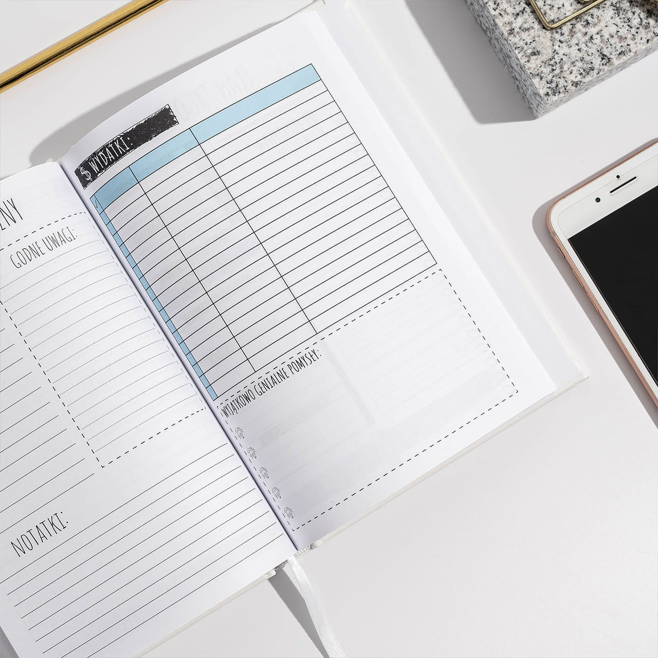 Biały planner książkowy - prezent dla nauczycielki polskiego