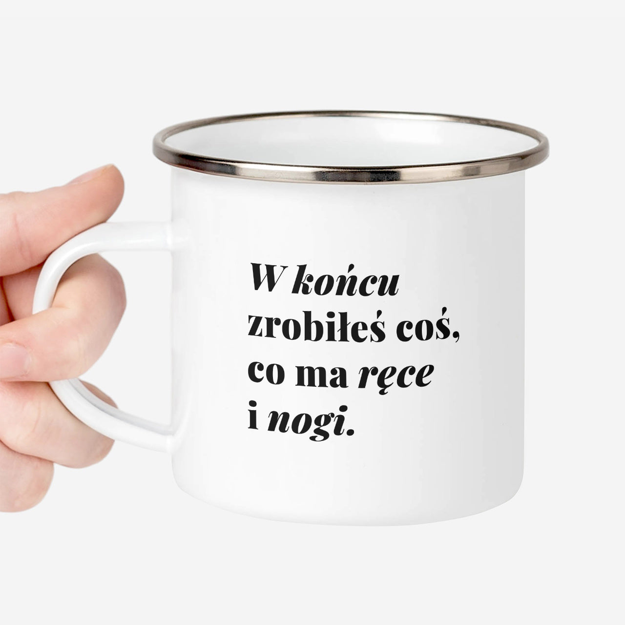 Śmieszny kubek emaliowany - prezent z okazji narodzin dziecka