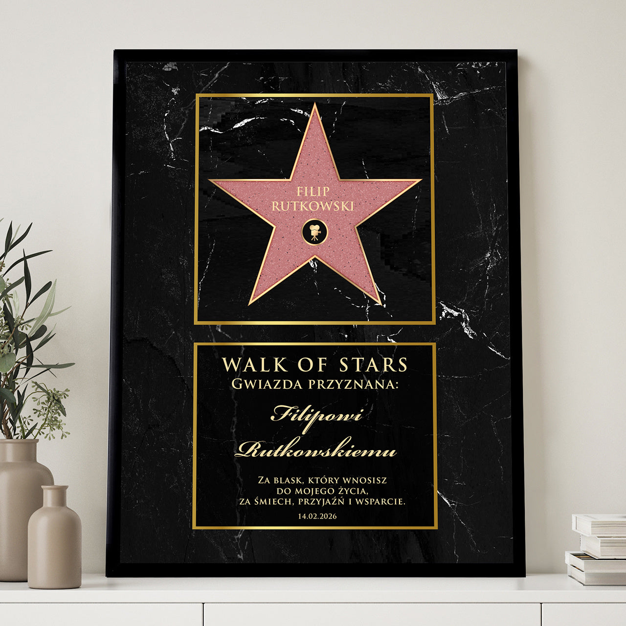 Plakat Ścieżka Sławy - prezent dla przyjaciela personalizowany plakat prezent dla najlepszego przyjaciela