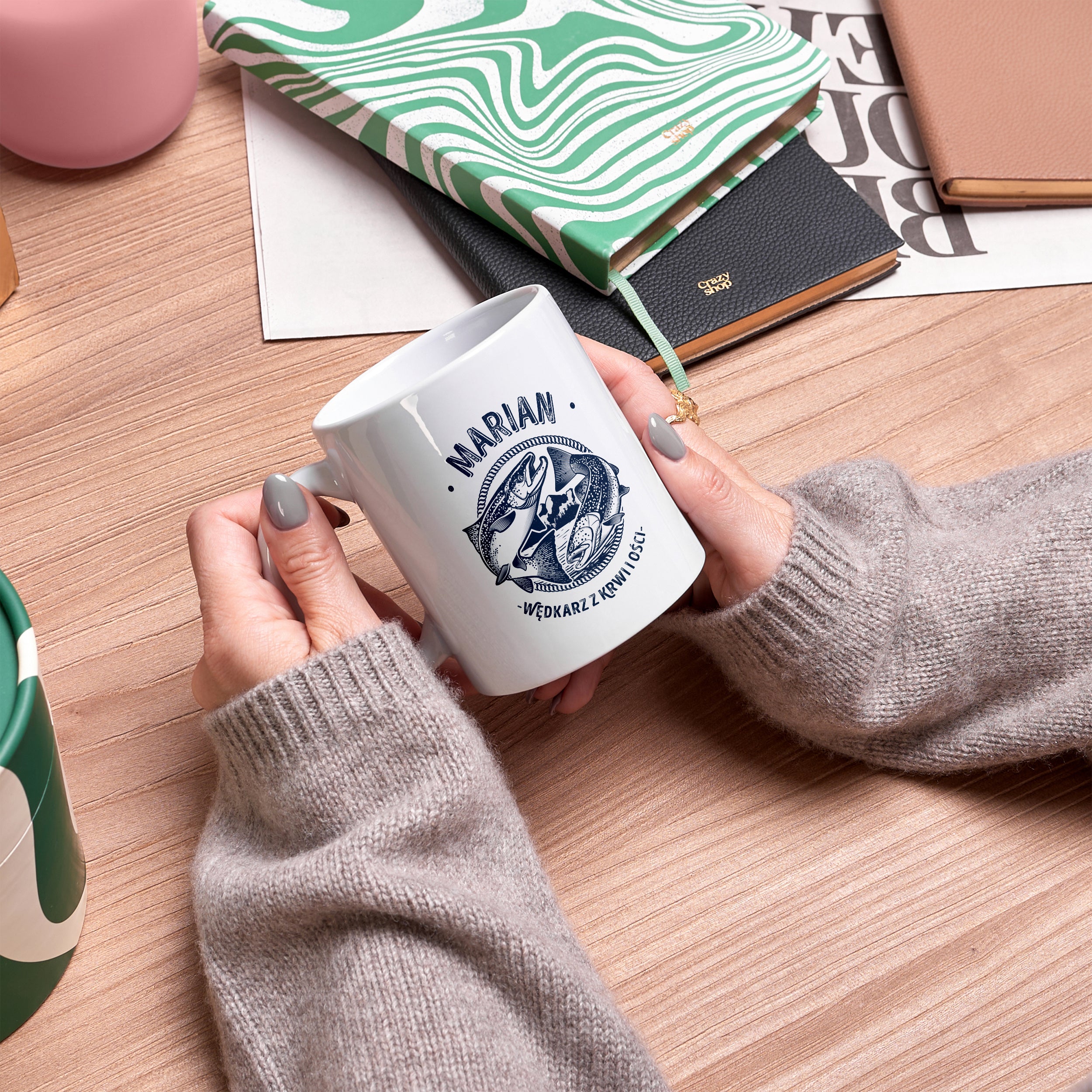 Kubek personalizowany - Wędkarz Z Krwi I Ości - upominek dla wędkarza prezent dla wędkarza kubek dla wędkarza