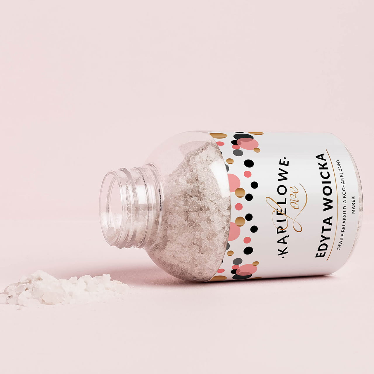 Sól z personalizowaną etykietą Kąpielove - prezent dla żony prezent dla żony sól do kąpieli personalizowana,