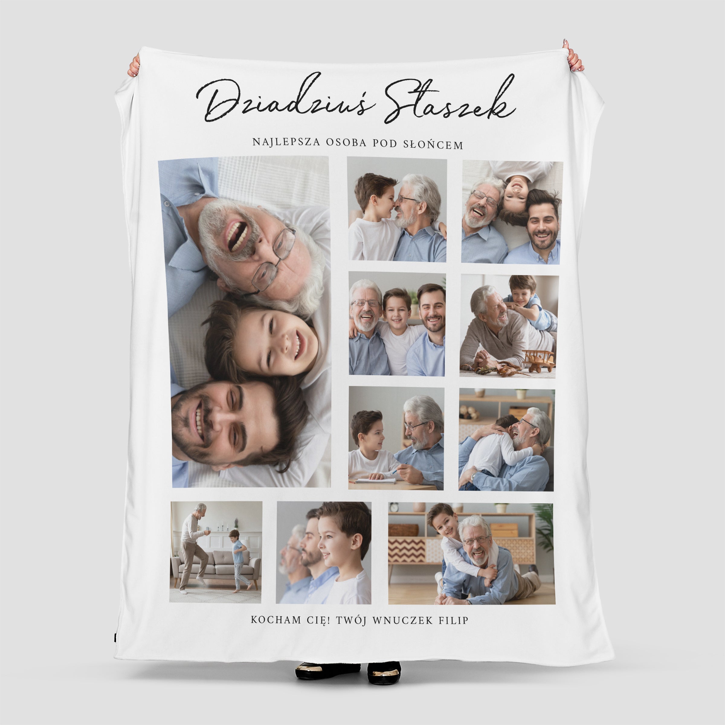 Foto koc personalizowany na Dzień Dziadka prezent dla dziadka koc ze zdjęciami prezent na Dzień Dziadka