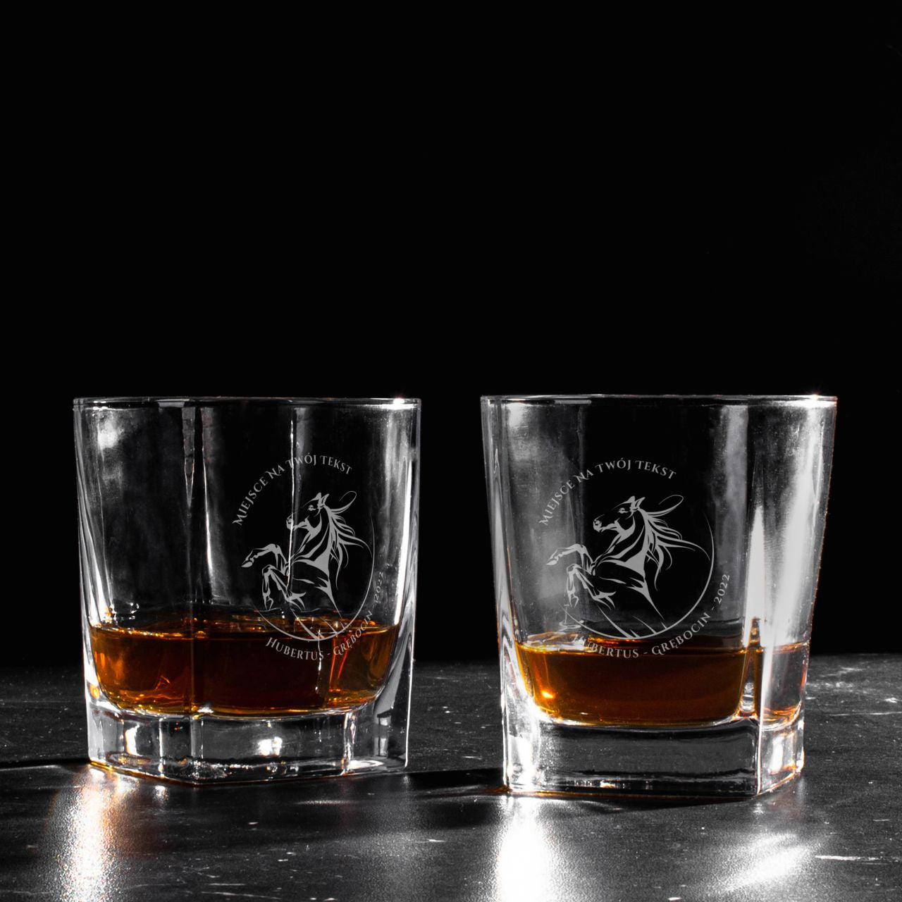 Karafka ze szklankami do whisky - Hubertus - prezent jeźdźca