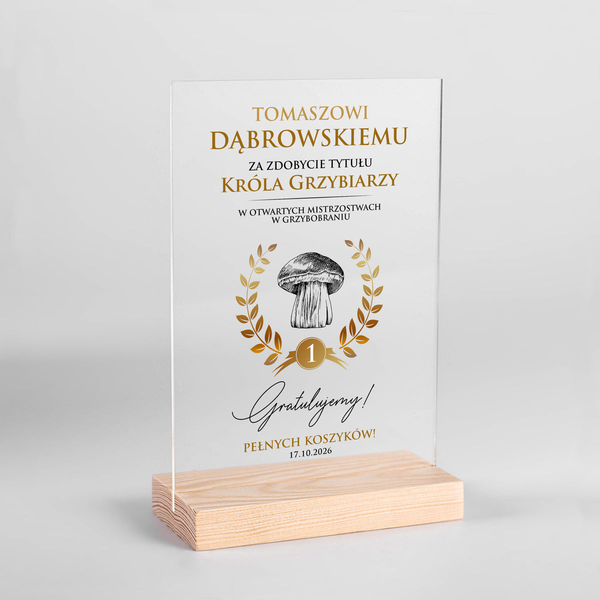 Personalizowana statuetka dla grzybiarza - król grzybiarzy