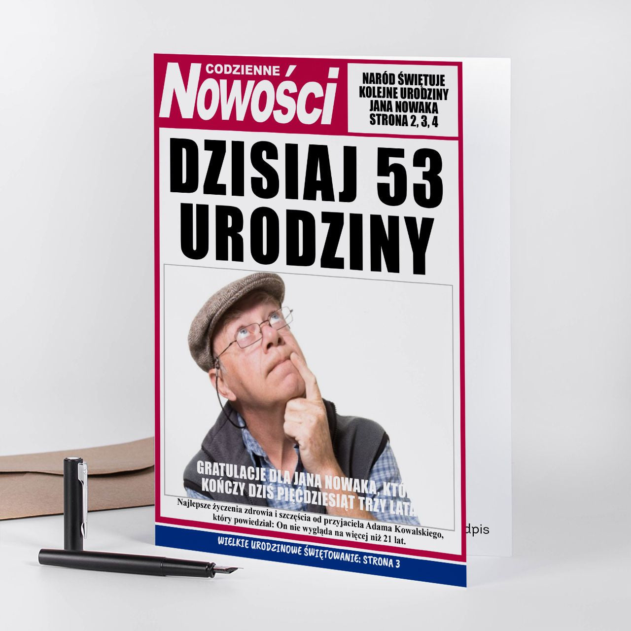 Duża kartka urodzinowa ze zdjęciem - dodatek do prezentu urodzinowego