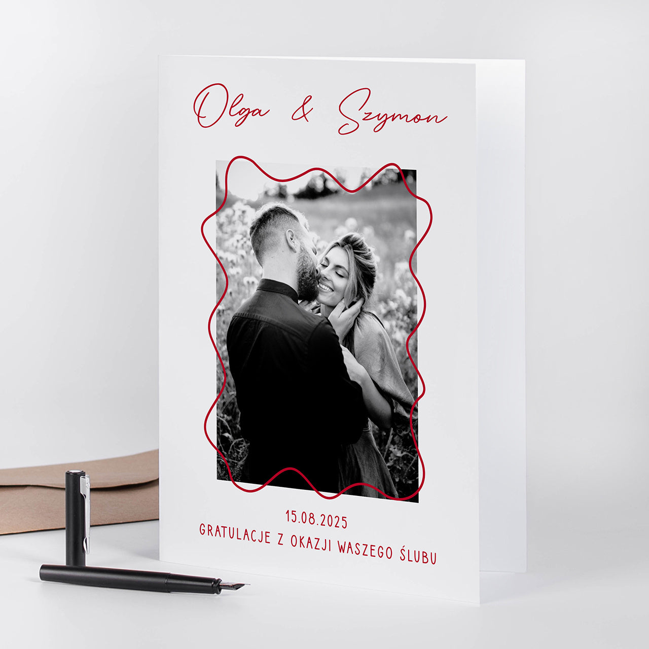 Personalizowana kartka na ślub cywilny A4 ze zdjęciem upominek na ślub cywilny dla pary 