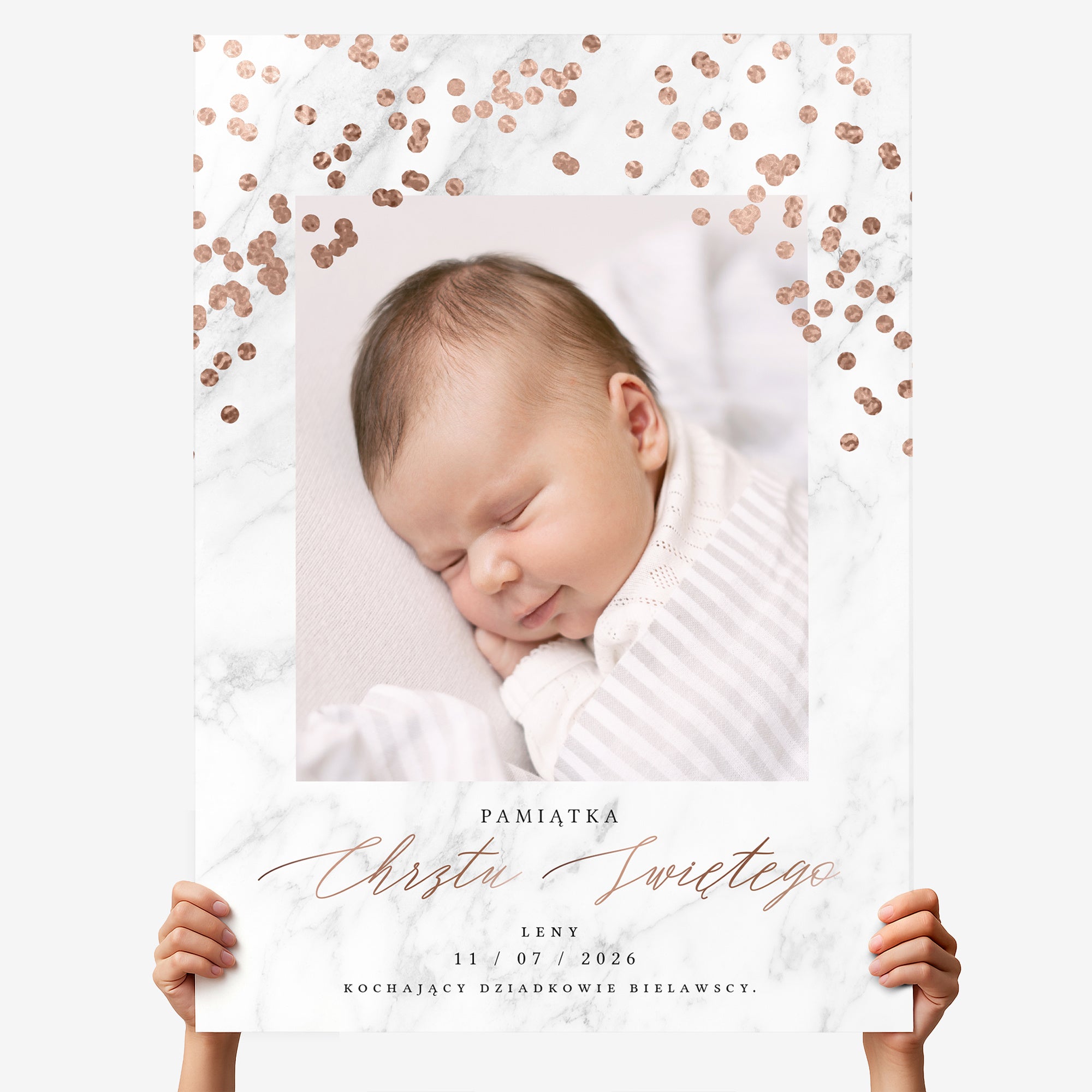 Kartka ze zdjęciem na Chrzest dla dziewczynki upominek na chrzest dla dziewczynki kartka personalizowana