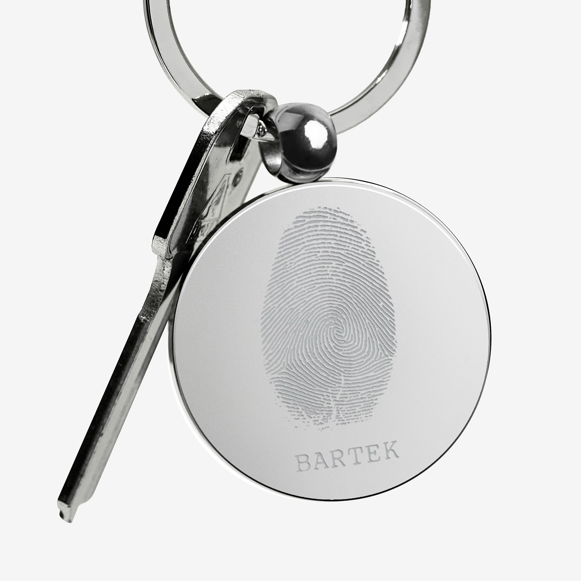 Grawerowany brelok metalowy z imieniem - linie papilarne brelok z grawerem upominek na urodziny