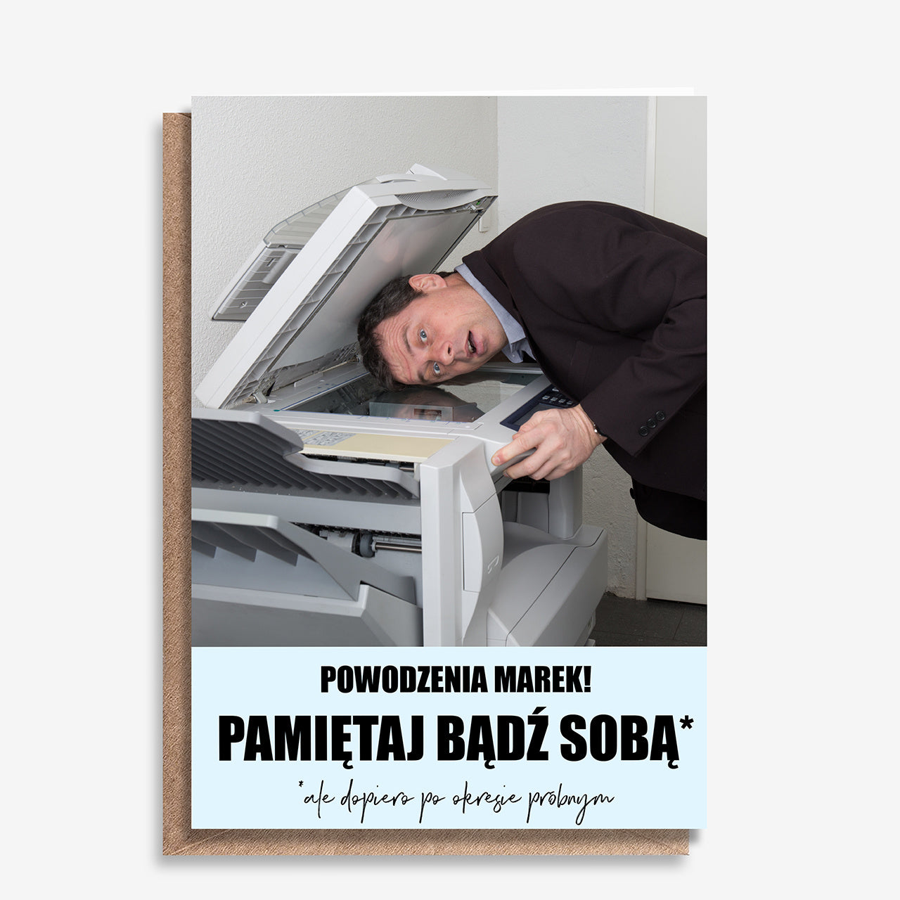 Kartka na pożegnanie kolegi z pracy - Bądź Sobą personalizowana kartka drobny upominek na pożegnanie