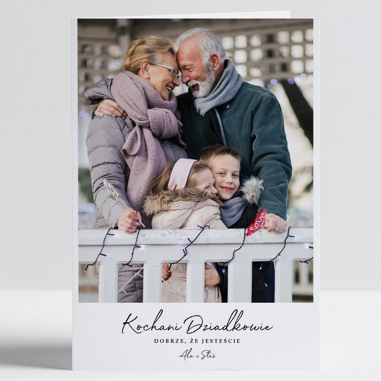 Kartka na Dzień Babci i Dziadka - kartka ze zdjęciem upominek na Dzień Babci i Dziadka