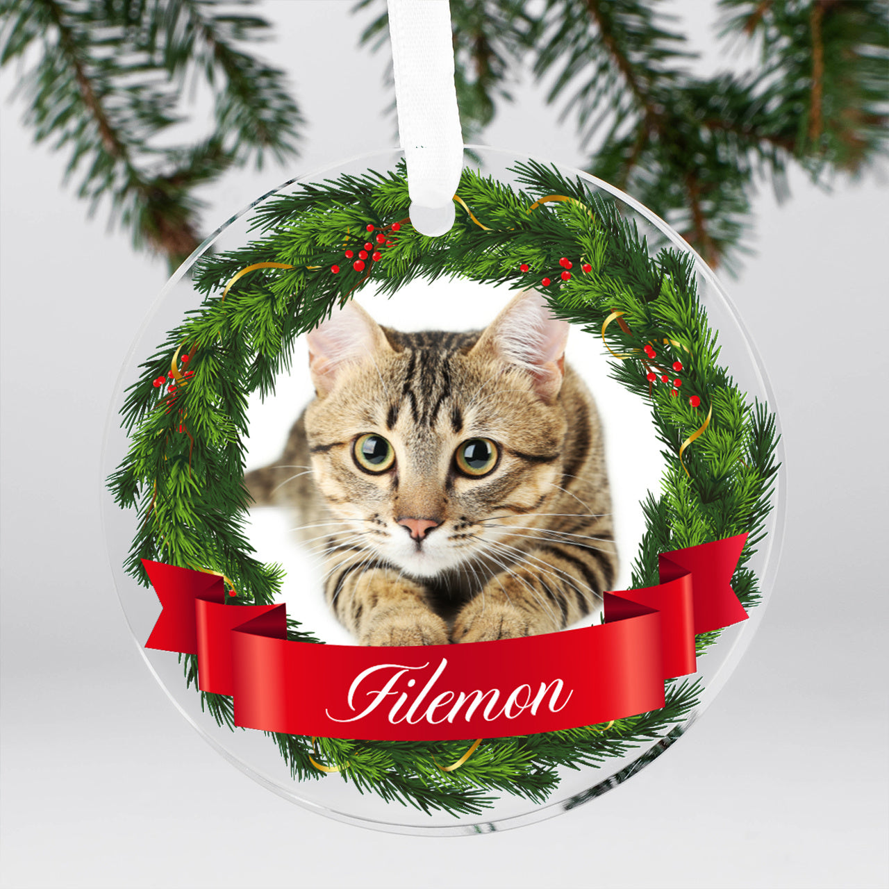 Personalizowana zawieszka na choinkę - prezent ze zdjęciem kota