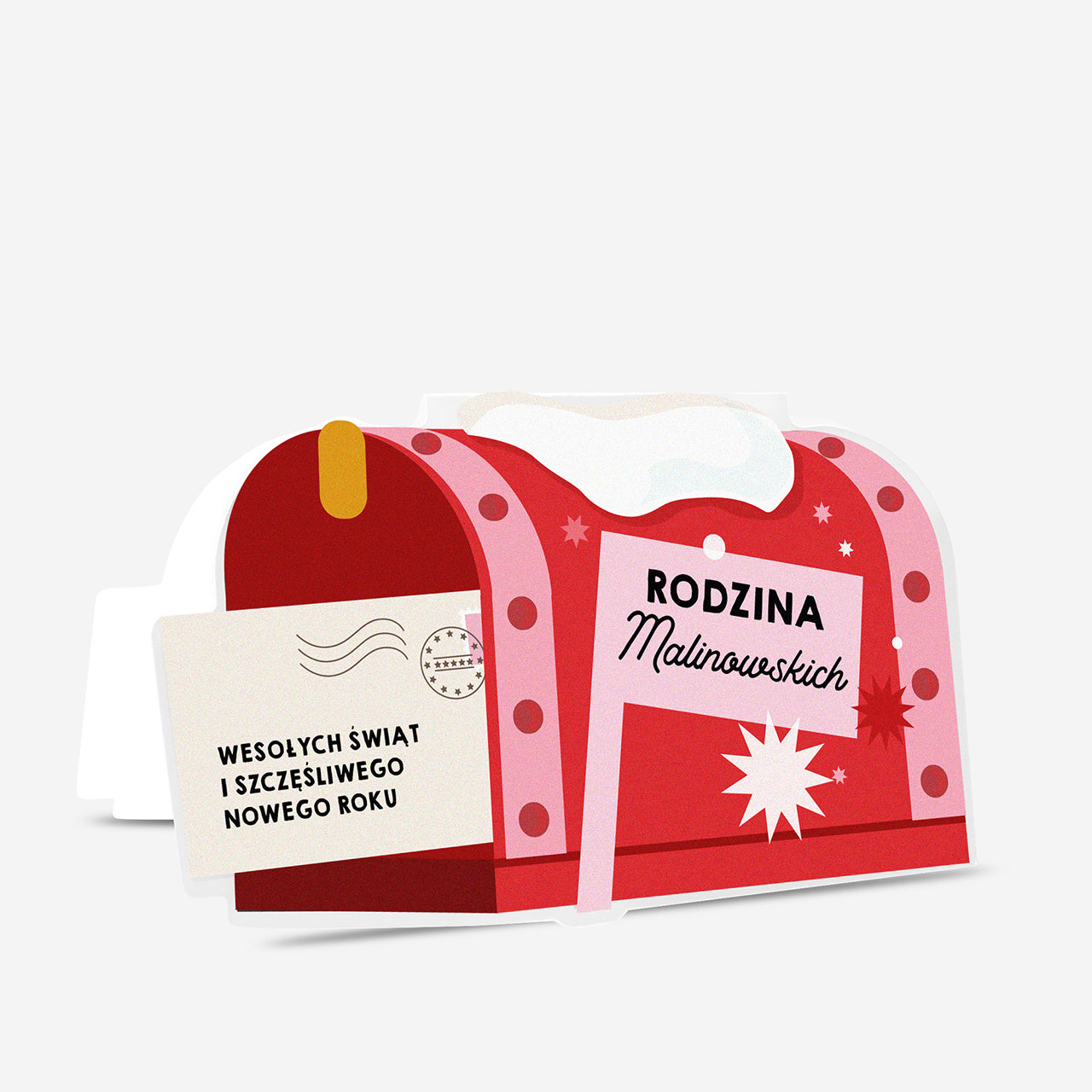 Kartka świąteczna z personalizacją - skrzynka pocztowa prezent na święta dla rodziny