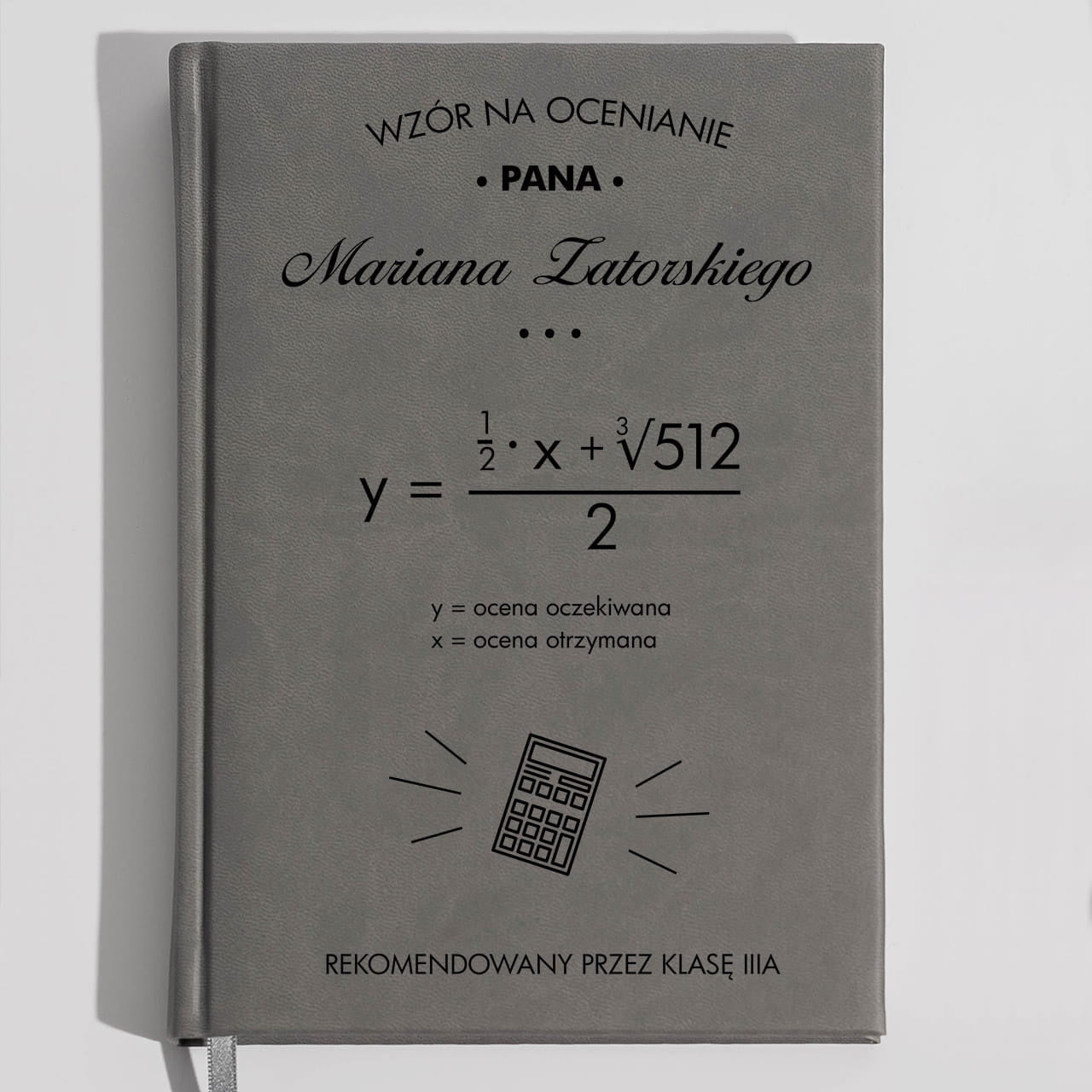 Szary planner na prezent dla nauczyciela matematyki - Wzór na ocenianie