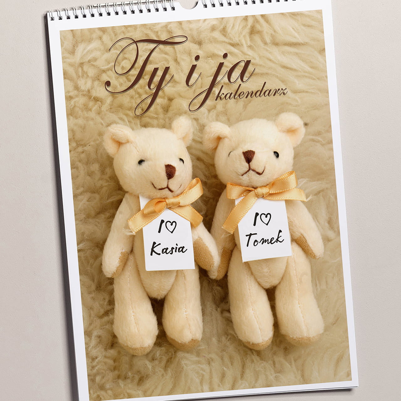Personalizowany kalendarz wiszący dla pary na rocznicę ślubu