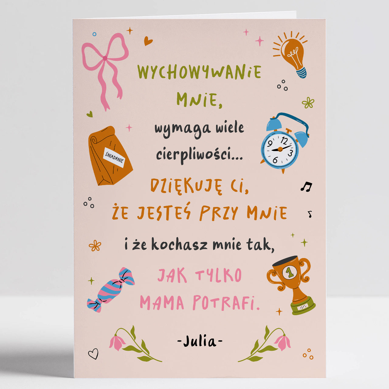 Personalizowana kartka - upominek dla przybranej mamy kartka dla przybranej mamy upominek na Dzień Matki