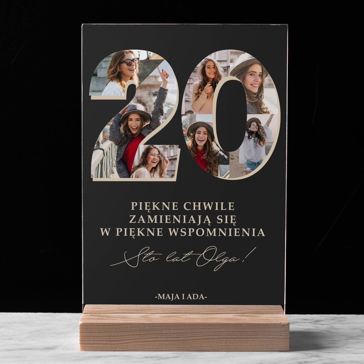 Statuetka personalizowana ze zdjęciami - prezent na 20. urodziny