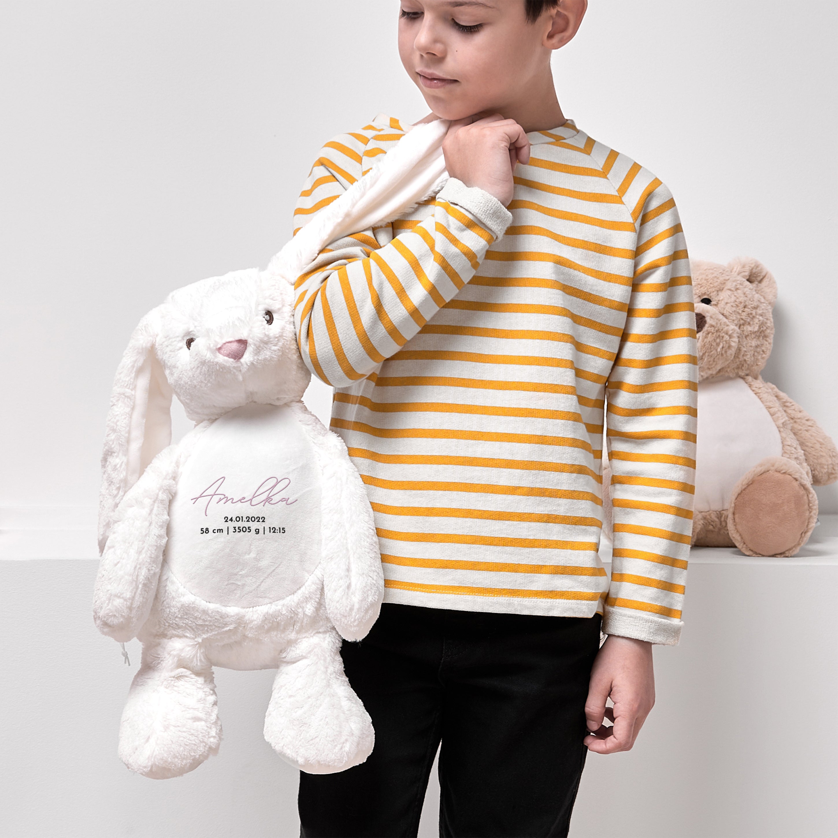 Pluszak z metryczką - króliczek dla dziewczynki personalizowany pluszak prezent dla noworodka dziewczynki