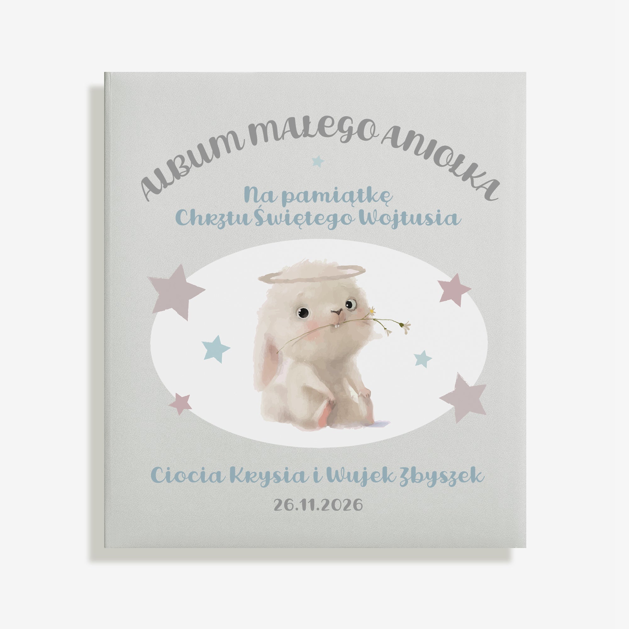 Album maluszka Króliczek - prezent na chrzest album na chrzest pamiątka chrztu świętego