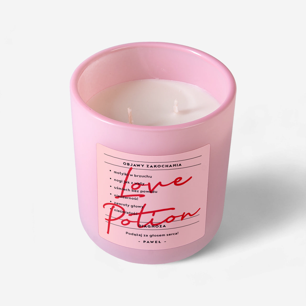 Świeczka na prezent romantyczny prezent dla ukochanej personalizowana świeczka świeczka różowa prezent dla niej