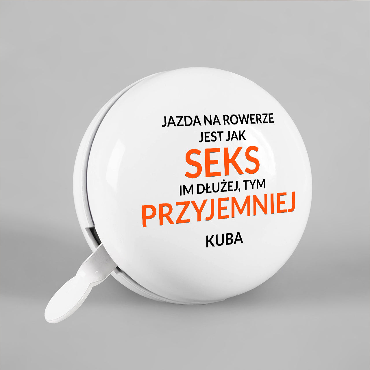 Dzwonek rowerowy ze śmiesznym nadrukiem