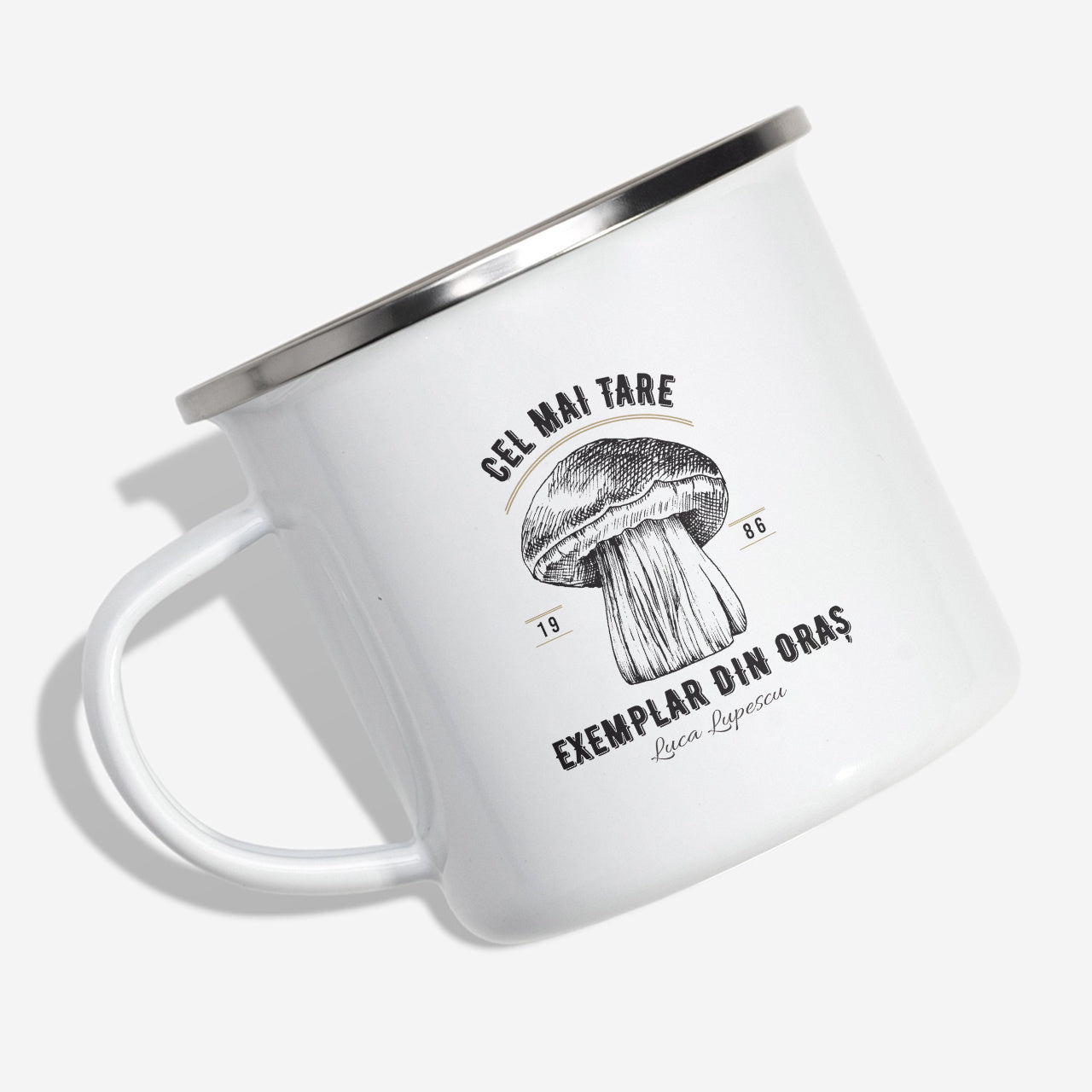Personalizowany kubek emaliowany - upominek dla grzybiarza