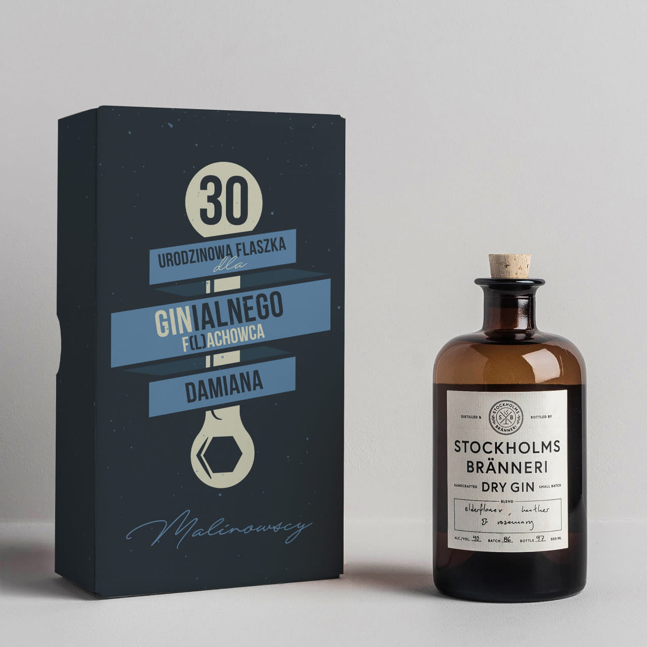 Gin w personalizowanym pudełku - prezent na urodziny dla mechanika alkohol na prezent prezent dla mechanika 
