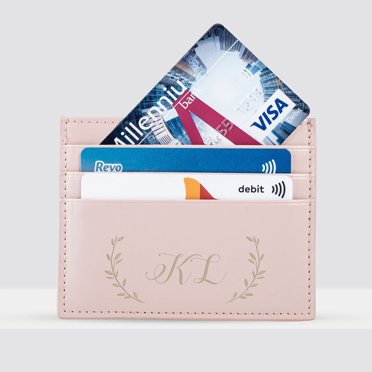 Eleganckie etui do kart kredytowych - inicjały