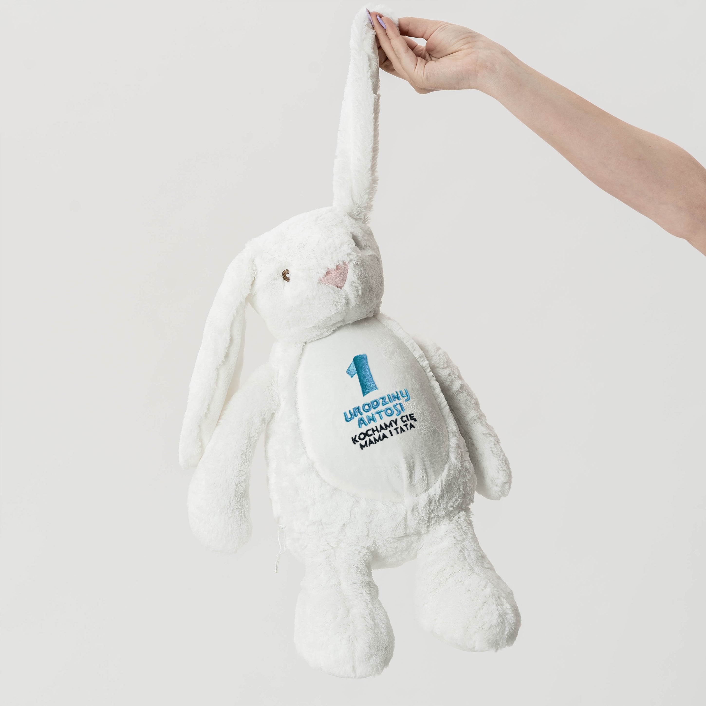 Personalizowany pluszak na Roczek - królik pluszak królik prezent na roczek prezent dla dziecka na roczek