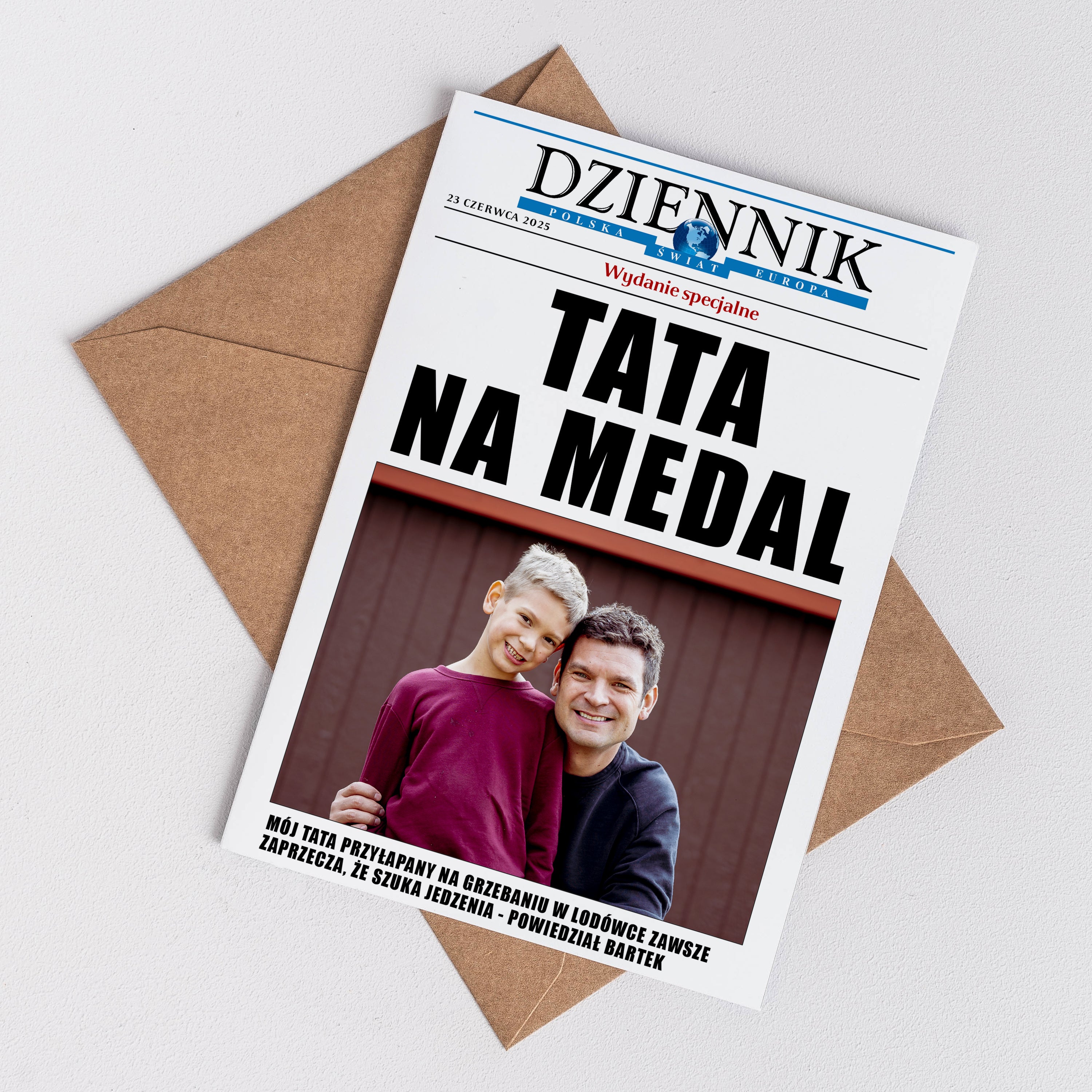 Kartka na Dzień Ojca - tata na medal prezent na Dzień Taty prezent dla taty personalizowana kartka dla Taty
