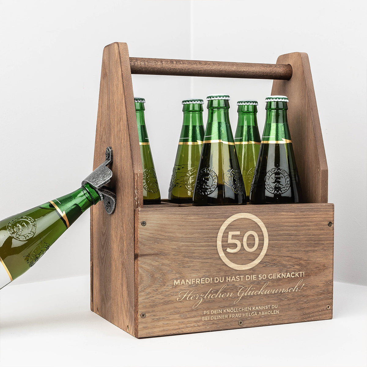 Gravierter Bierträger GESCHENK ZUM 50. GEBURTSTAG