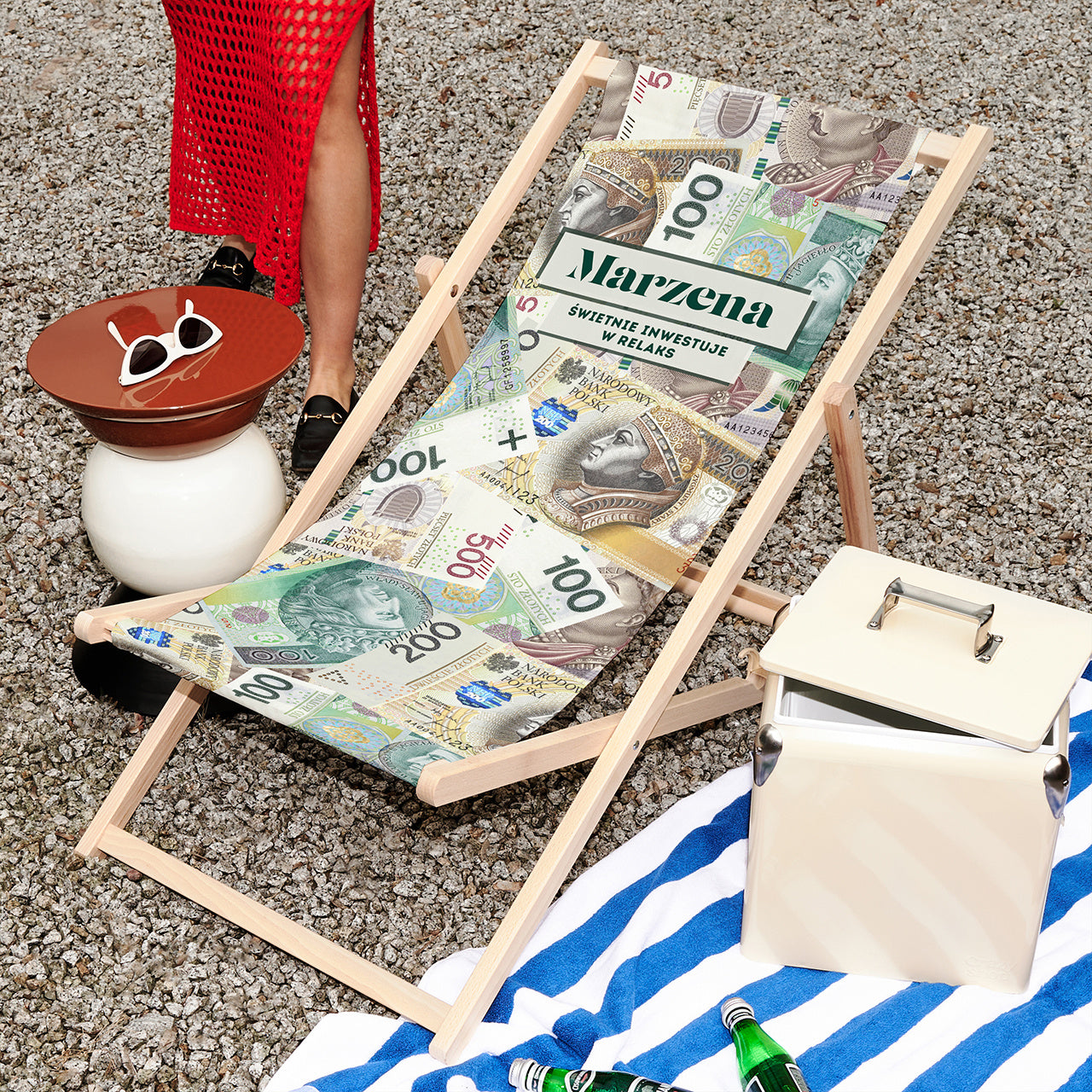 Leżak personalizowany z nadrukiem - banknoty