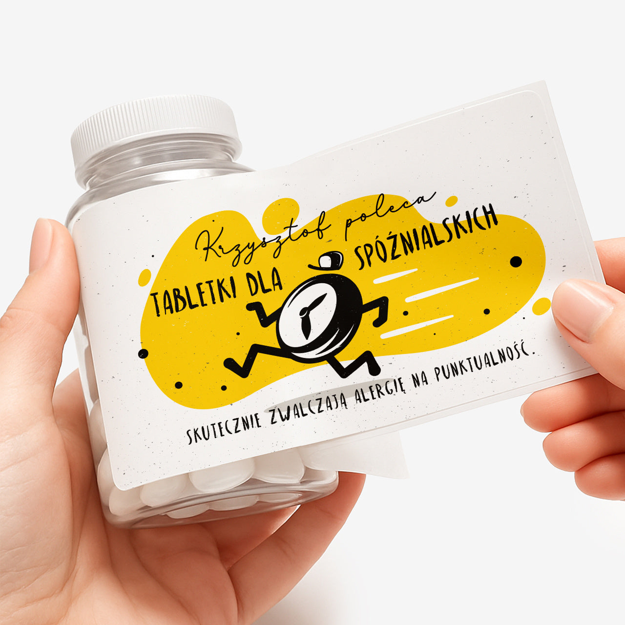 Zestaw cukierków miętowych z etykietą do personalizacji - śmieszny prezent dla spóźnialskich cukierki miętowe