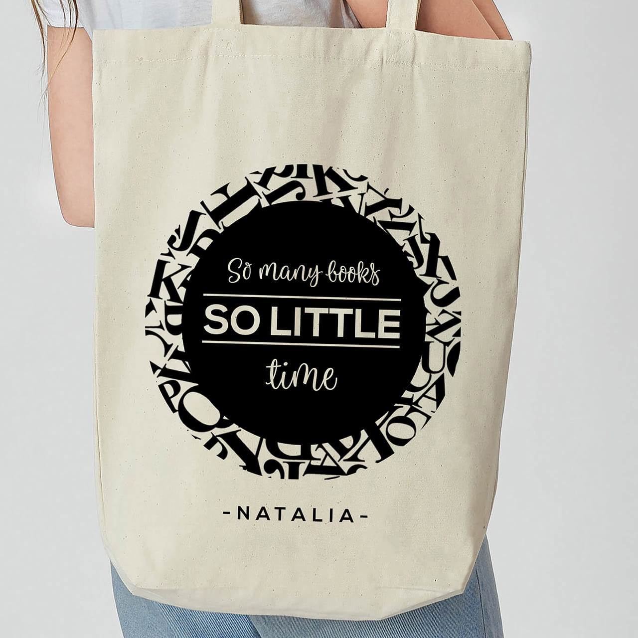 Personalizowana torba dla mola książkowego - za mało czasu prezent dla mola książkowego prezent dla książkary