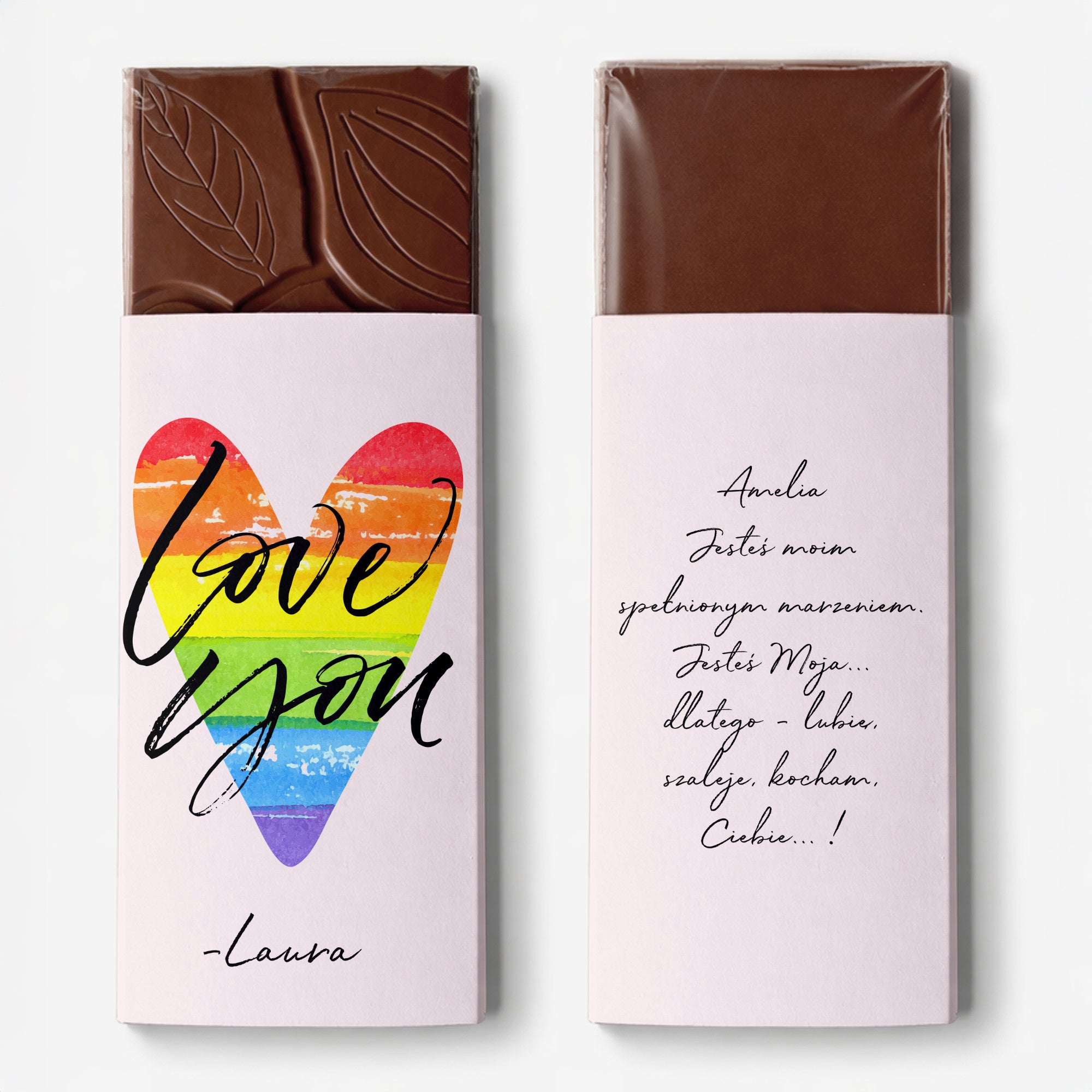 Personalizowana czekolada walentynkowa - Rainbow Love - drobiazg na walentynki