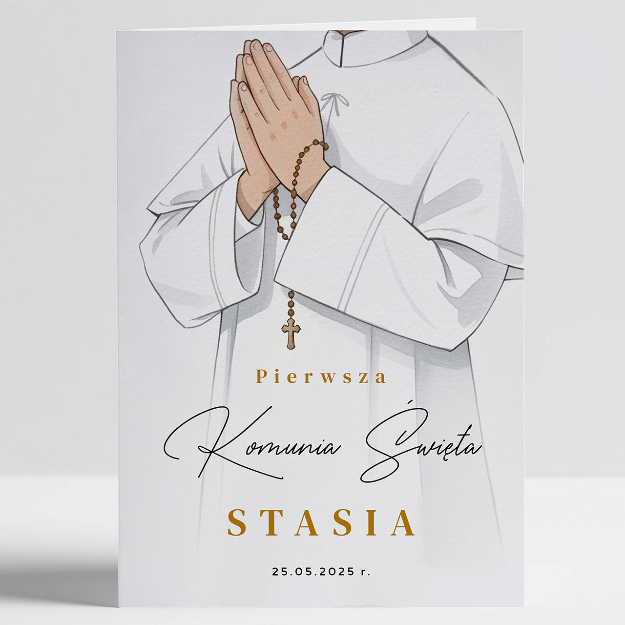 Personalizowana kartka komunijna - upominek na komunię dla chłopca upominek komunijny prezent na Pierwszą Komunię