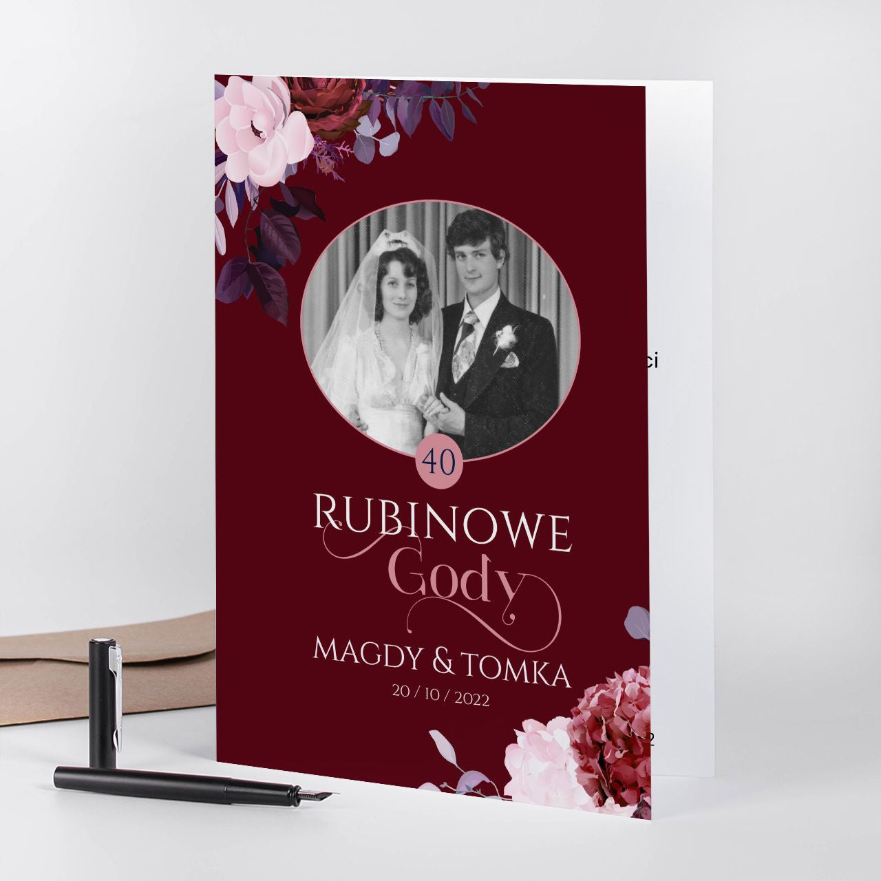 Kartka na 40 rocznicę ślubu - upominek na rubinowe gody