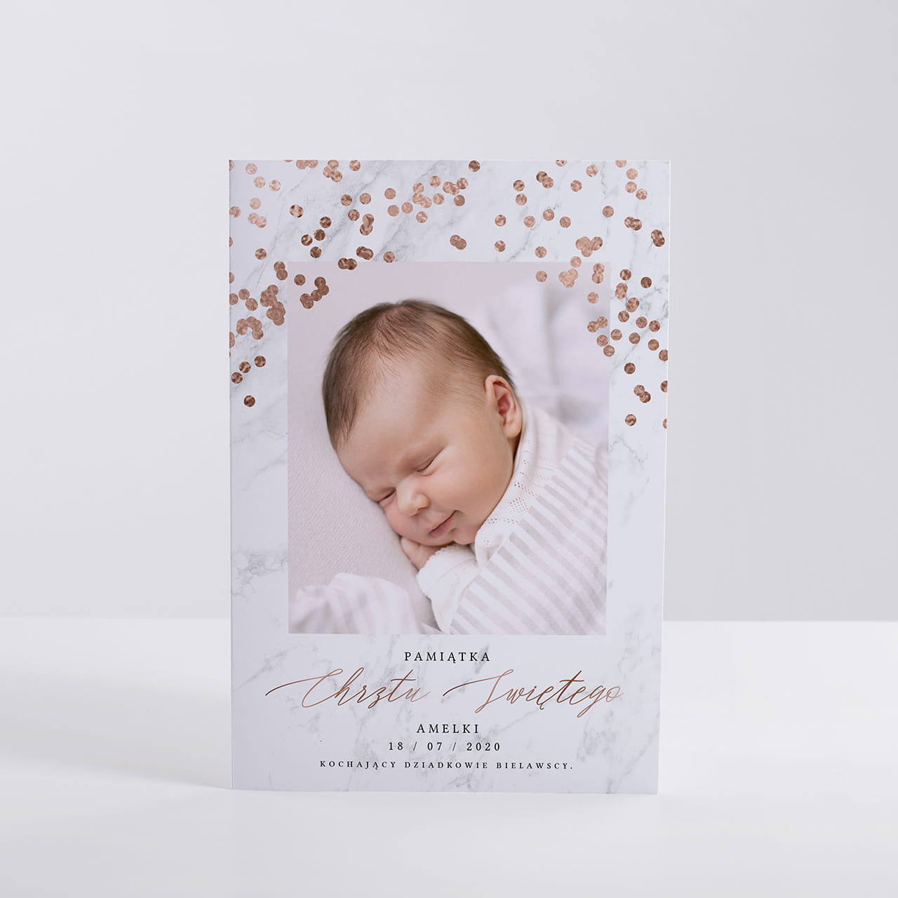 Kartka ze zdjęciem na Chrzest dla dziewczynki upominek na chrzest dla dziewczynki kartka personalizowana