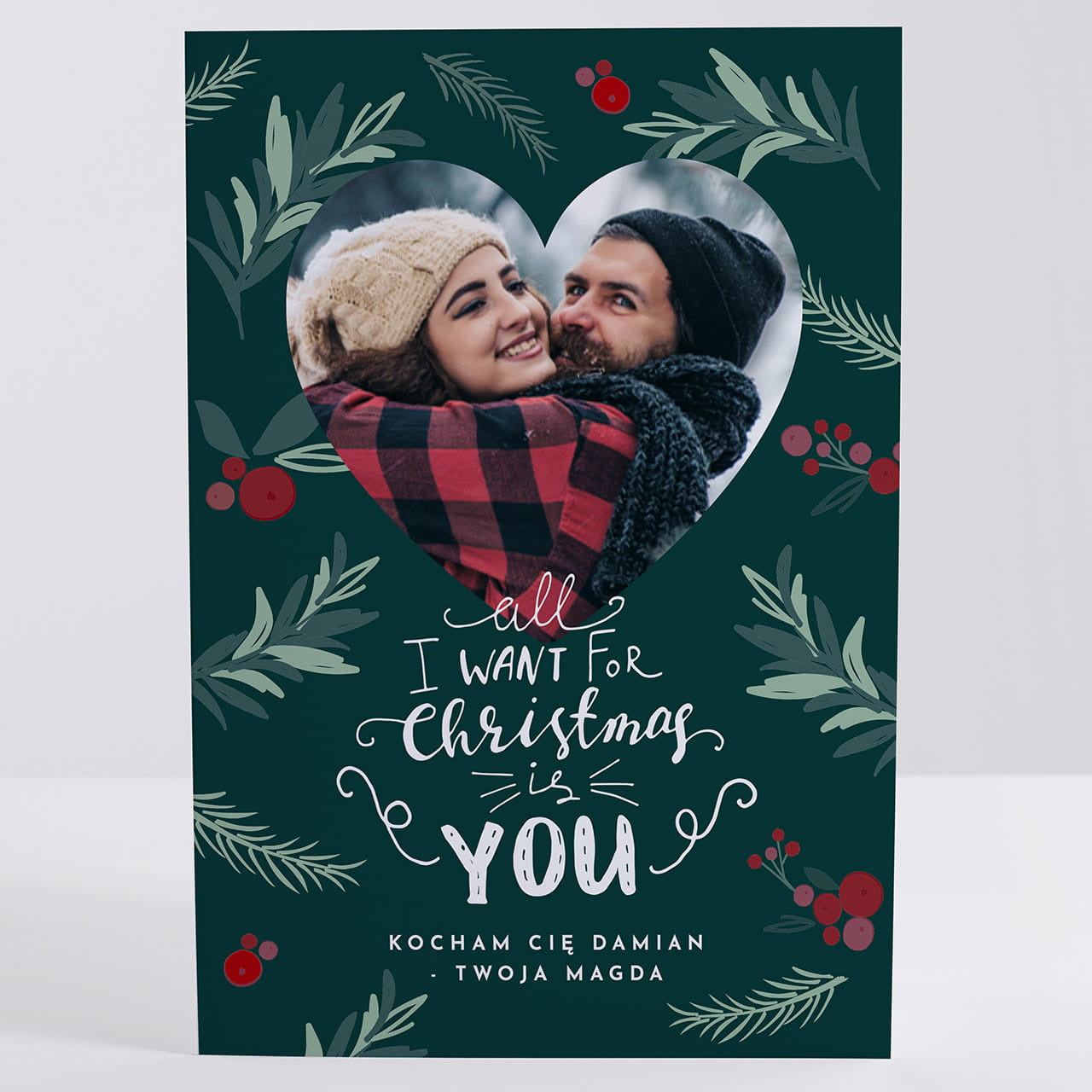 Kartka świąteczna ze zdjęciem - all i want for christmas życzenia świąteczne prezent na święta