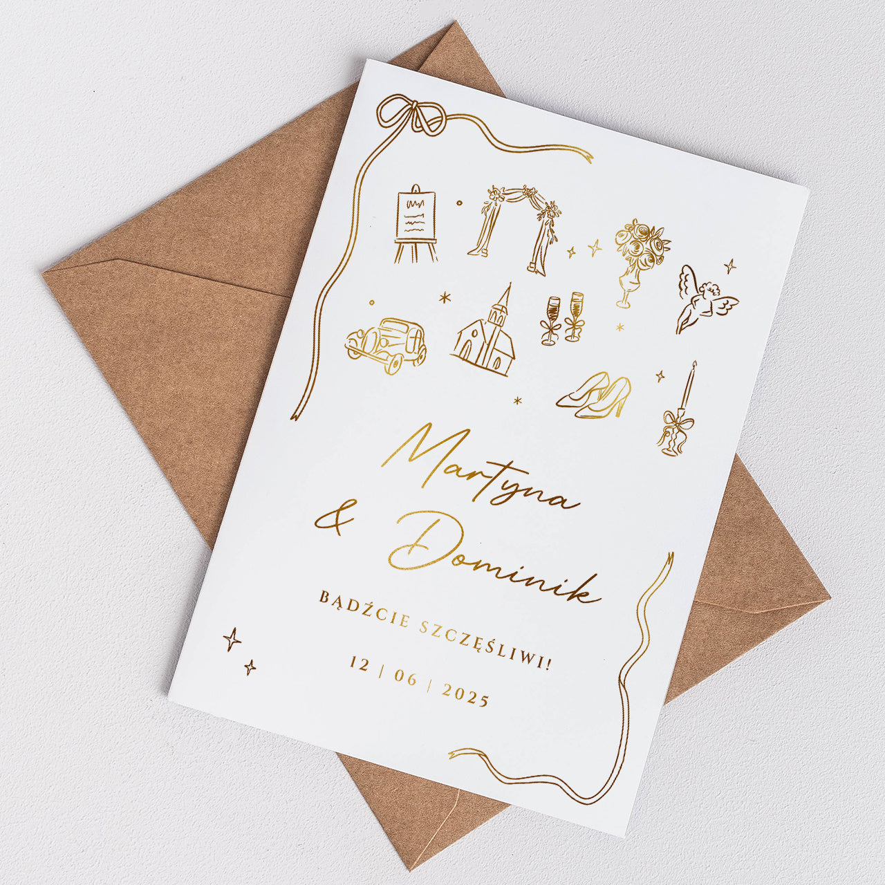 Elegancka kartka ślubna - Bądźcie Szczęśliwi