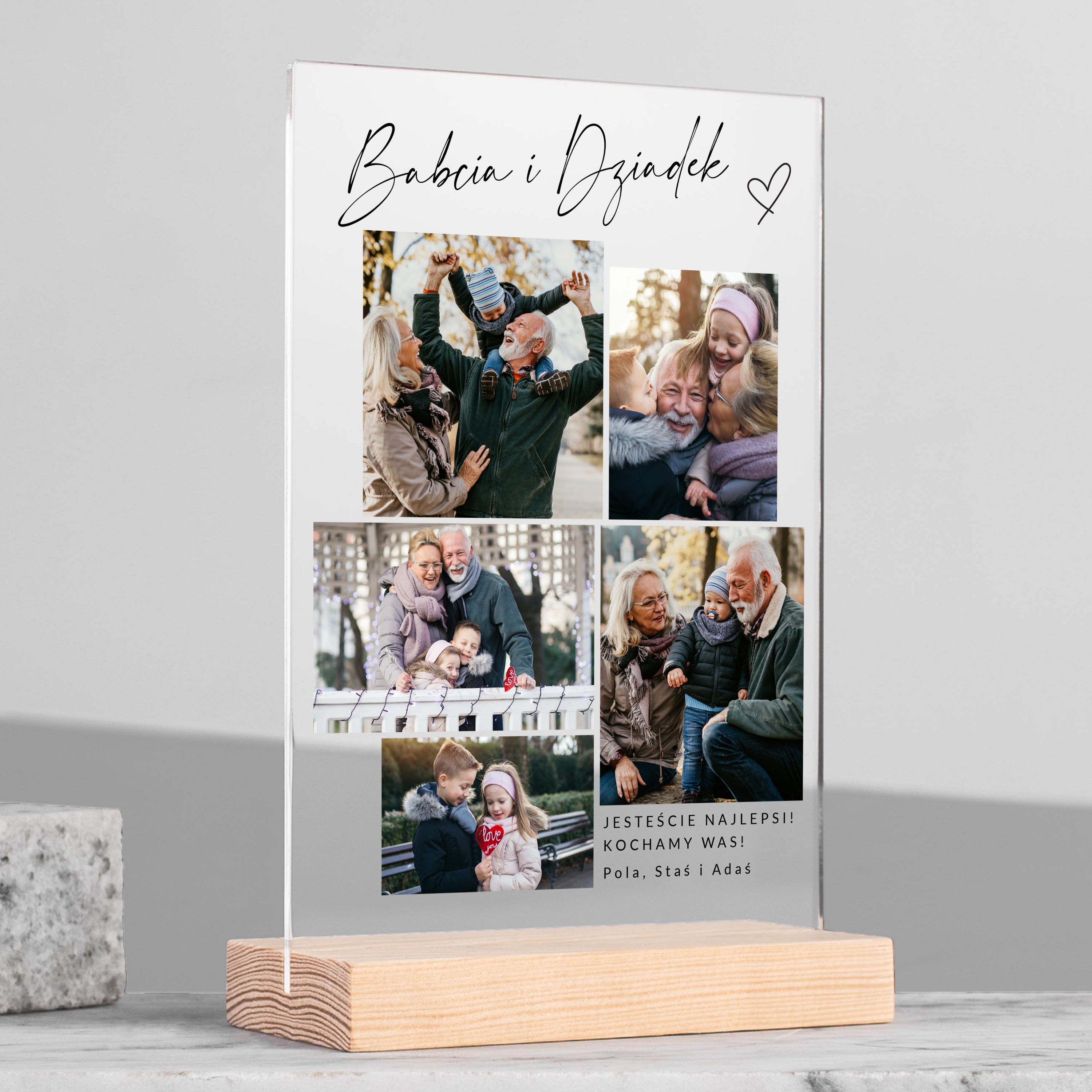 Statuetka ze zdjęciami - wspólny prezent dla dziadków personalizowana statuetka prezent dla dziadków   