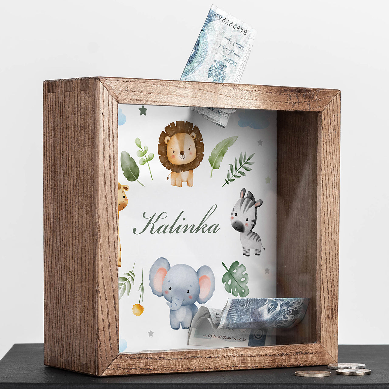 Skarbonka dziecięca – Safari skarbonka dla dziecka skarbonka personalizowana prezent dla dziecka