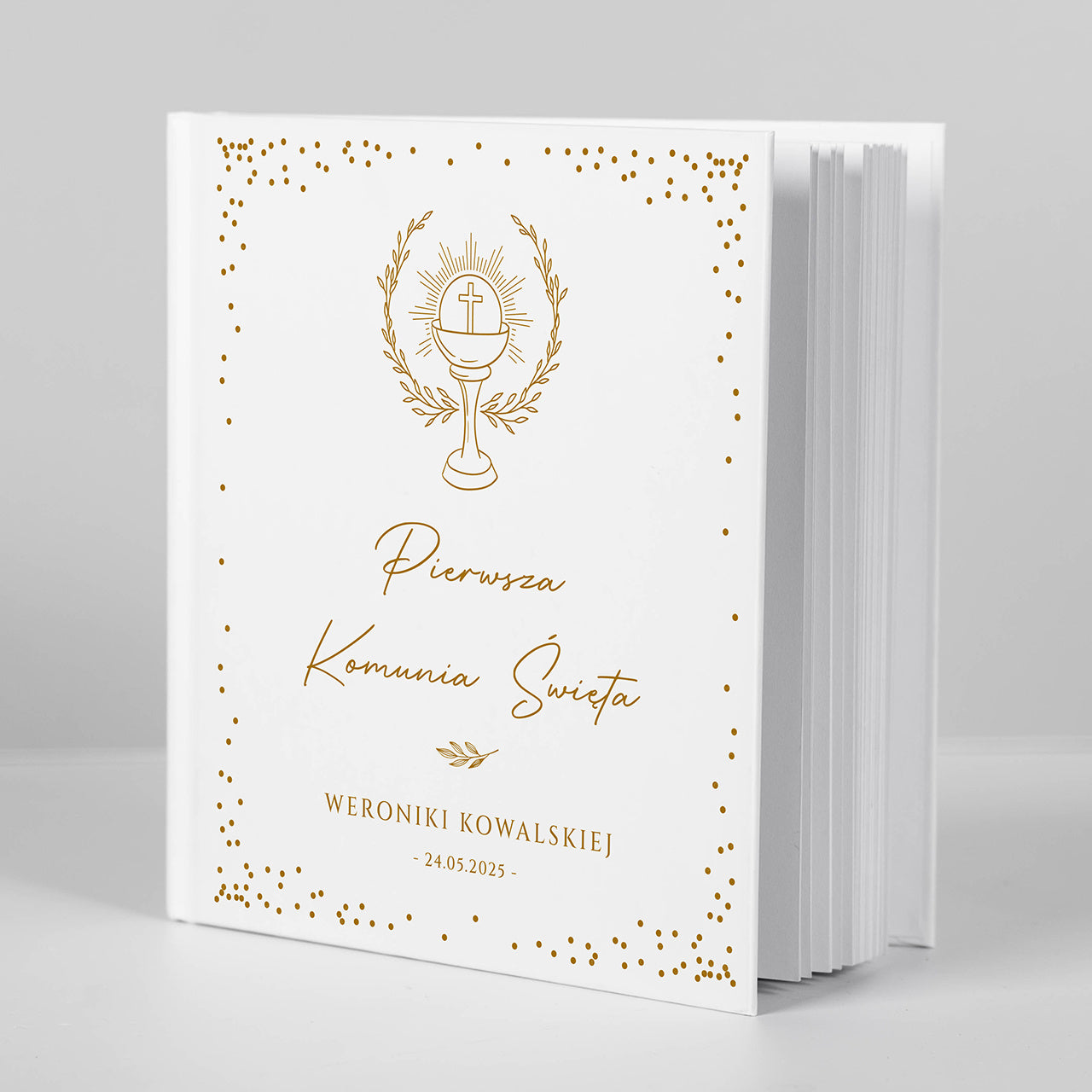Księga gości na Komunię z personalizacją  personalizowana księga gości księga gości na Komunię