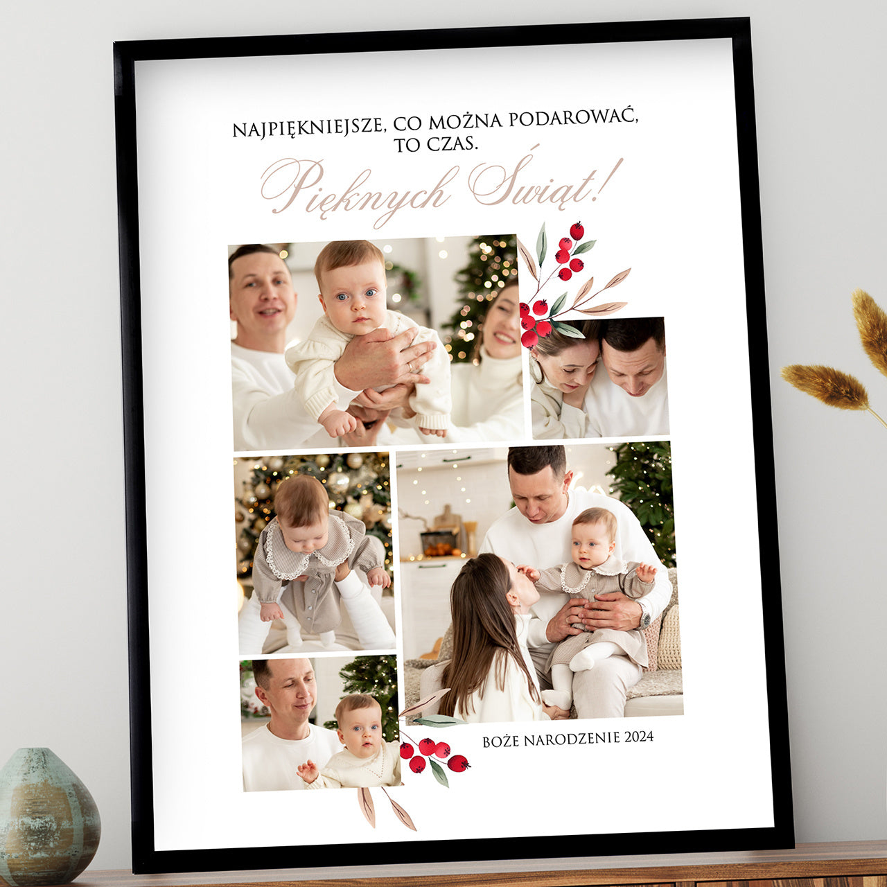 Plakat dla rodziny na gwiazdkę - kolaż zdjęć