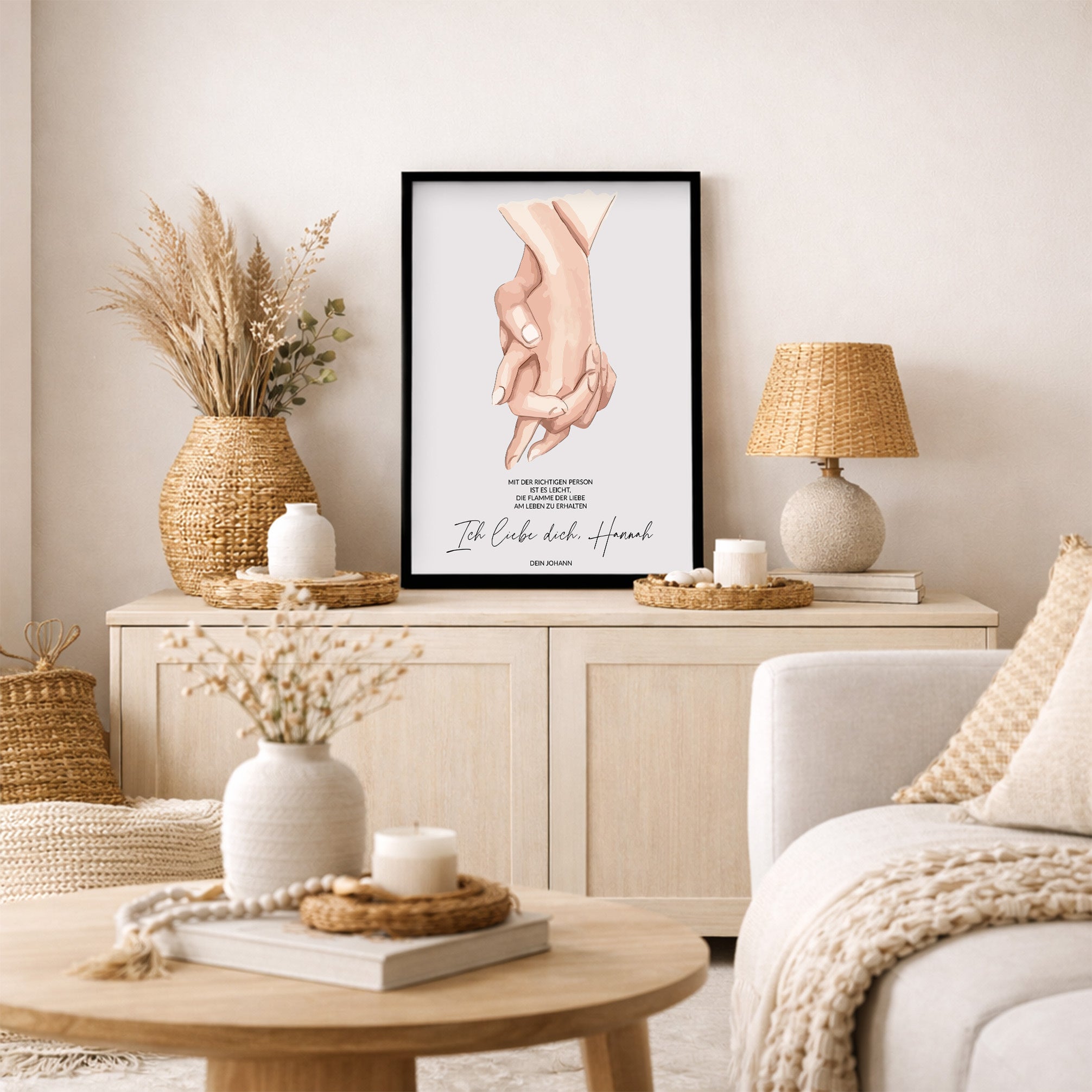 Personalisiertes Poster HÄNDE zum Jahrestag für sie