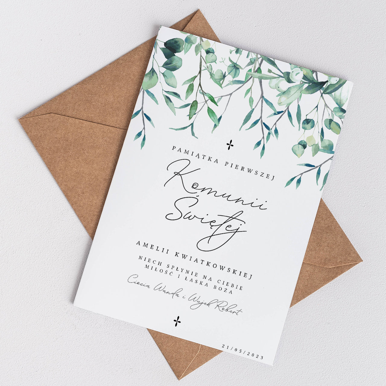 Kartka na Komunię od Matki Chrzestnej A4 kartka komunijna upominek na Pierwszą Komunię