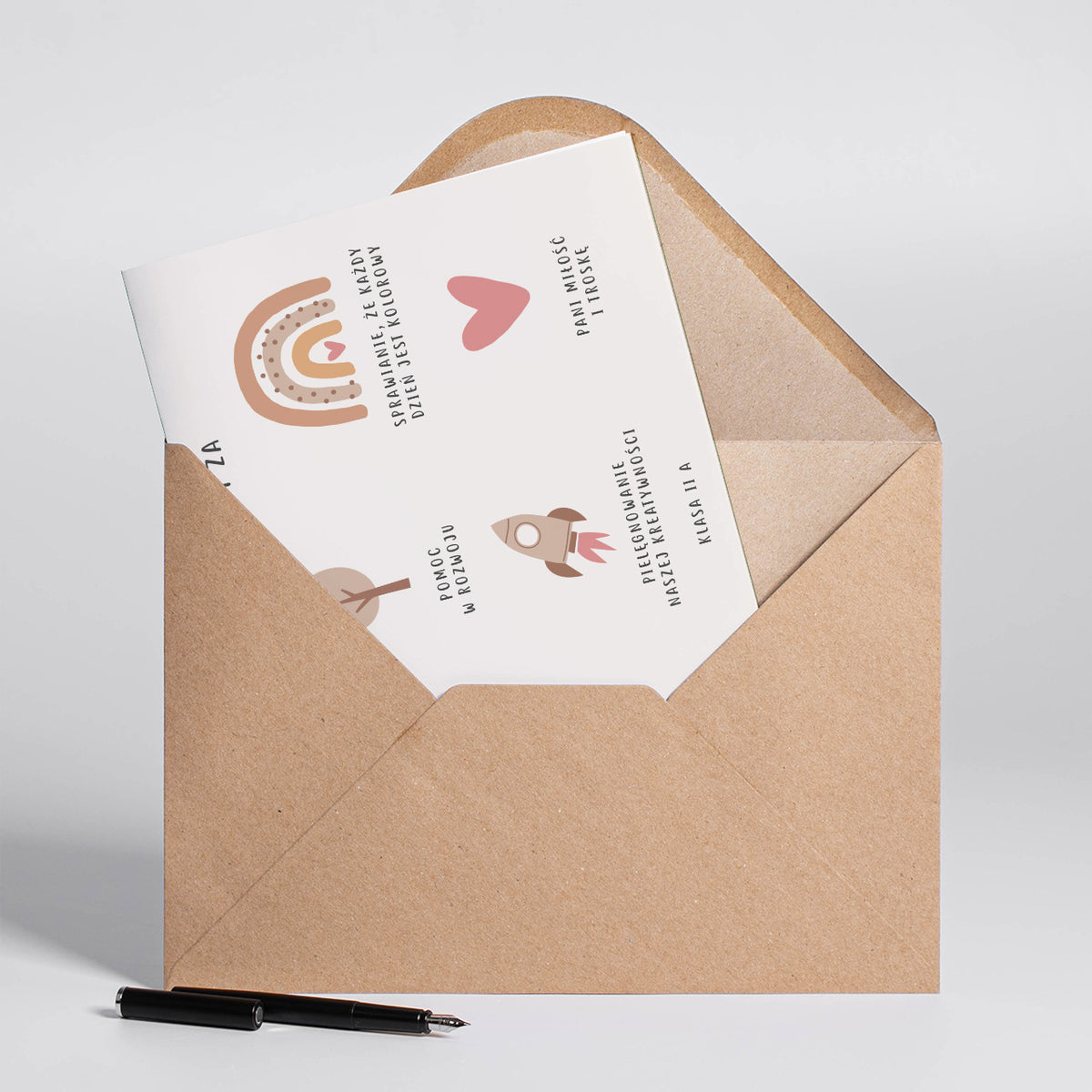 Karta personalizowana - podziękowanie dla przedszkolanki kartka dla przedszkolanki na koniec roku