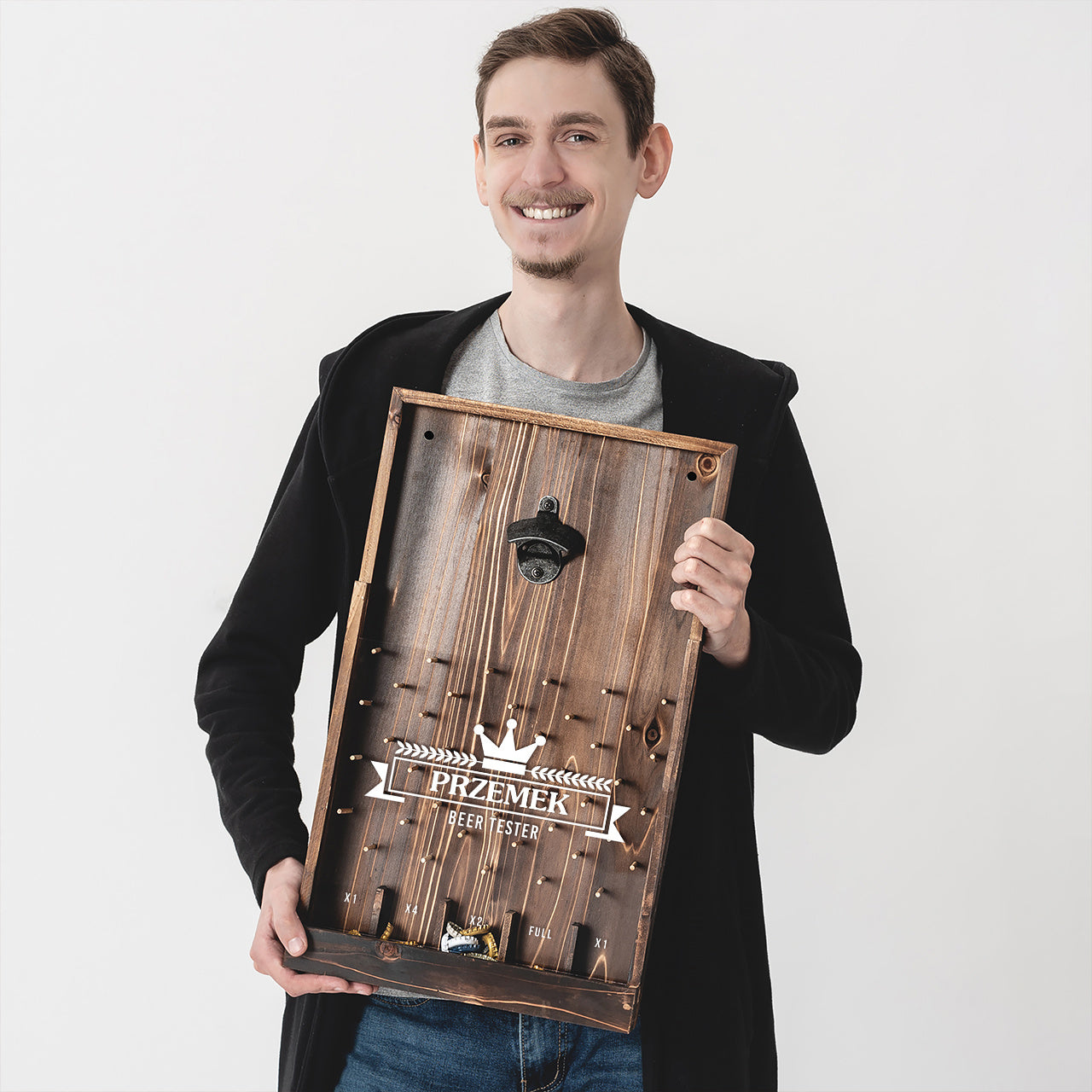 Otwieracz grawerowany do piwa z pojemnikiem - beer tester