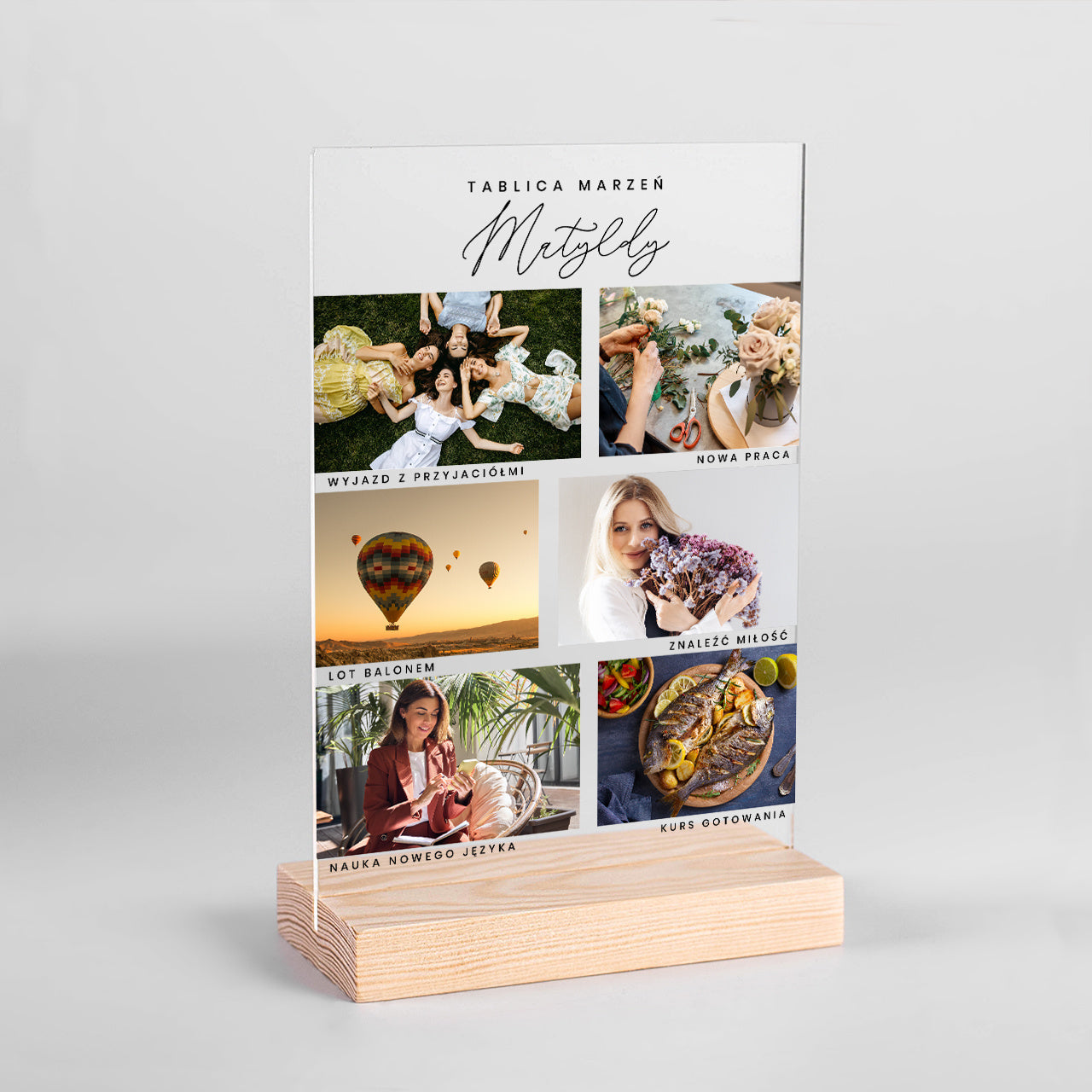 Personalizowana statuetka ze zdjęciami - tablica marzeń statuetka z imieniem prezent dla przyjaciółki 