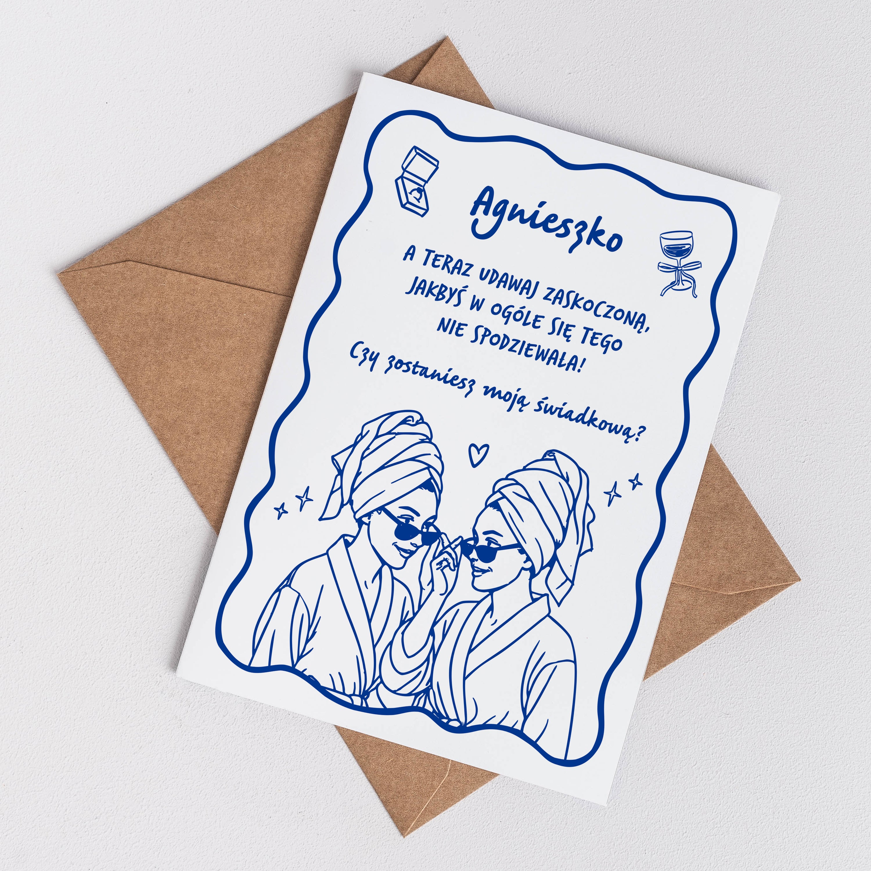 Kartka dla świadkowej - prośba o świadkowanie kartka personalizowana zapytanie o świadkowanie